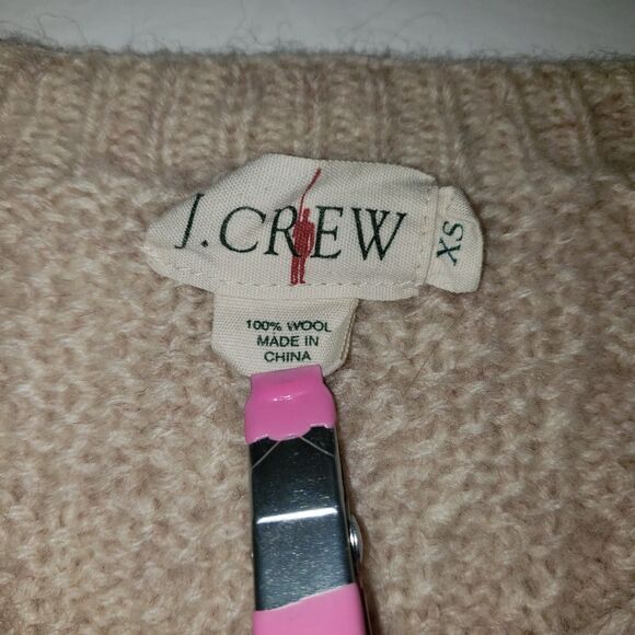 J. CREW Tan Wool Crew Neck Fishmans Sweater Womens Size XS - Picture 3 of 7